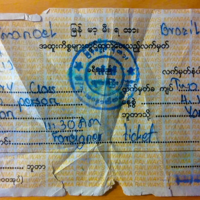 yangon circular railway ticket